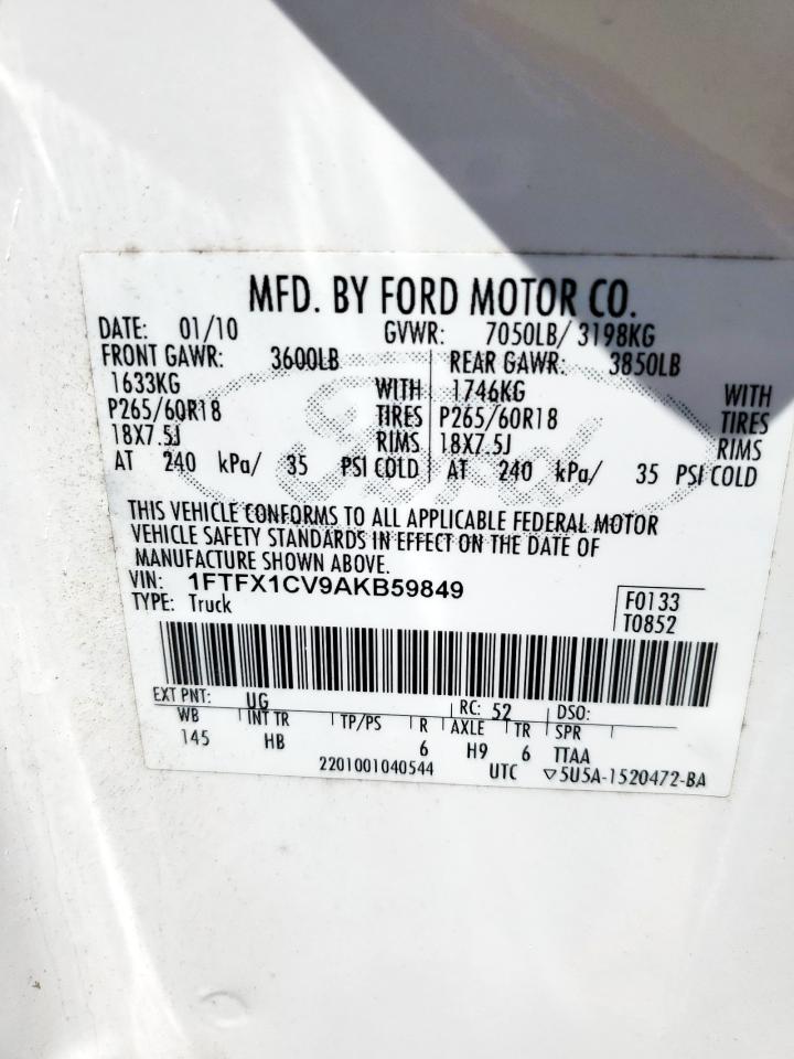 2010 Ford F150 Super Cab VIN: 1FTFX1CV9AKB59849 Lot: 64605305
