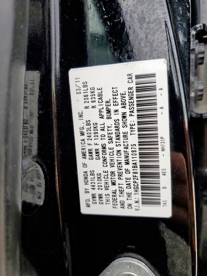 2011 Honda Accord Exl VIN: 1HGCP2F81BA110975 Lot: 65388155
