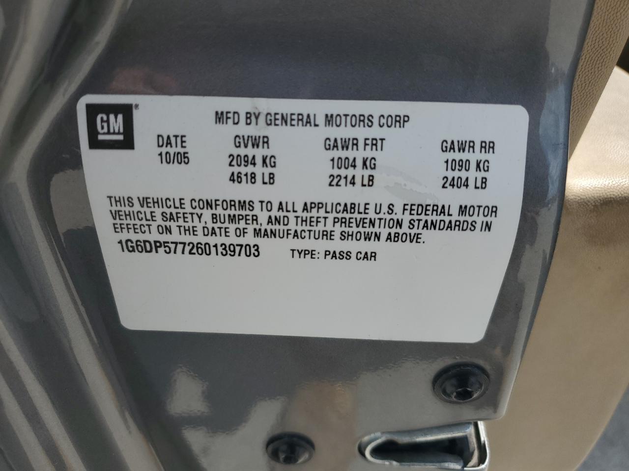 2006 Cadillac Cts Hi Feature V6 VIN: 1G6DP577260139703 Lot: 64488795