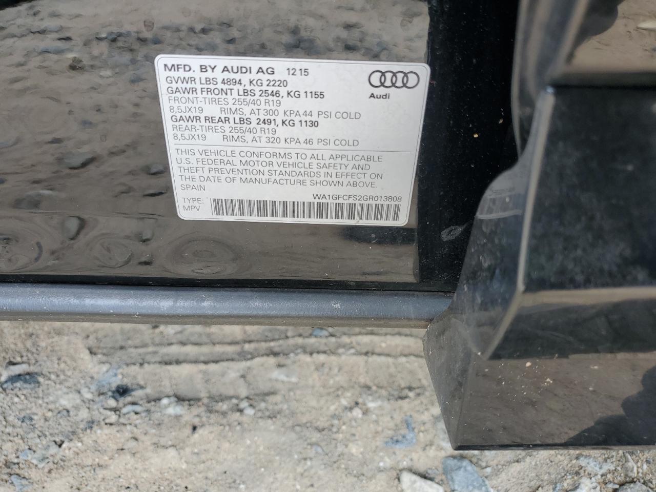 2016 Audi Q3 Prestige VIN: WA1GFCFS2GR013808 Lot: 64074925