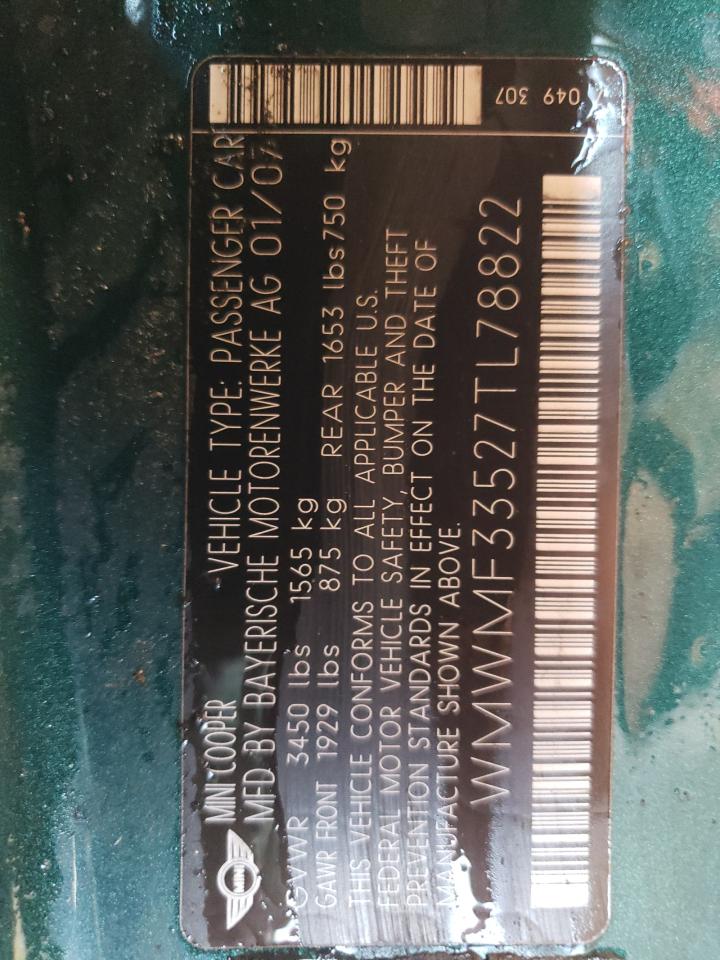 WMWMF33527TL78822 2007 Mini Cooper