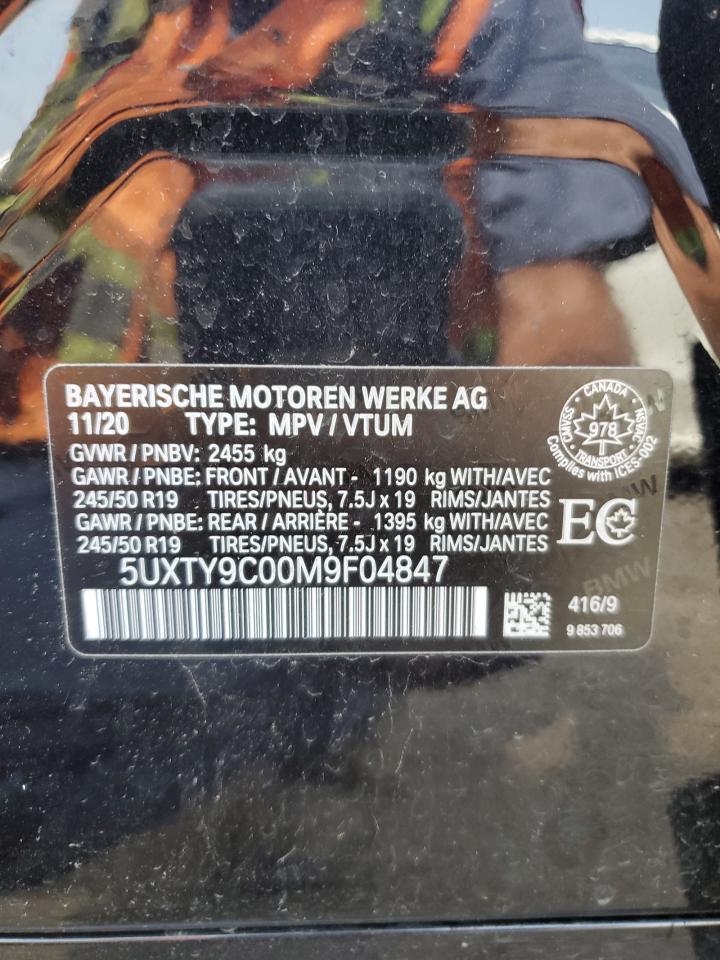 2021 BMW X3 xDrivem40I VIN: 5UXTY9C00M9F04847 Lot: 63711565