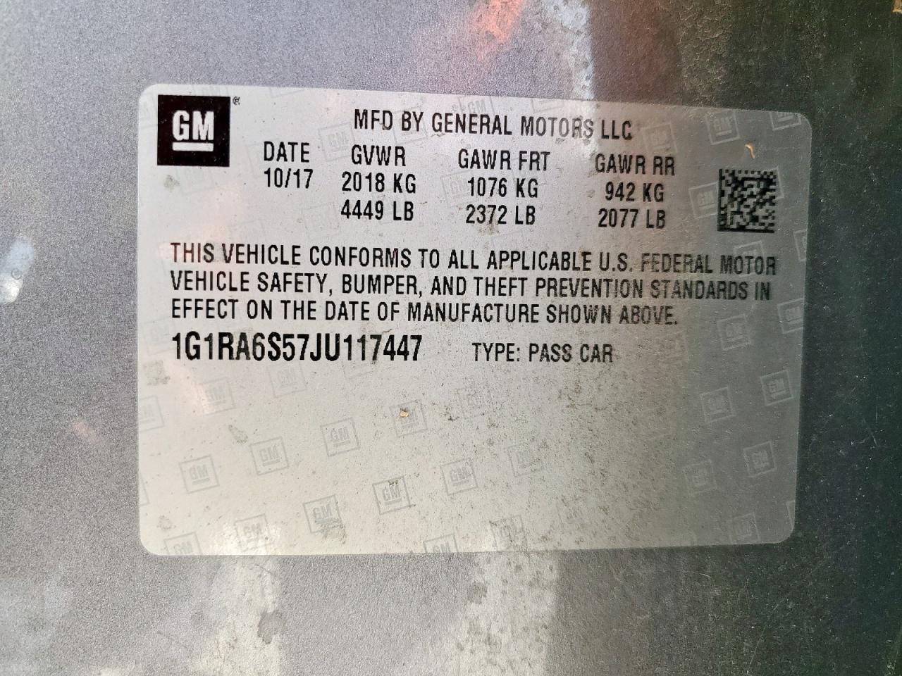1g1ra6s57ju117447 1G1RA6S57JU117447 2018 Chevrolet Volt Lt