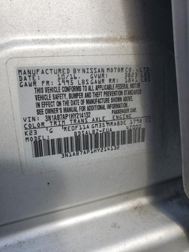 2017 Nissan Sentra S VIN: 3N1AB7AP1HY214132 Lot: 62273785
