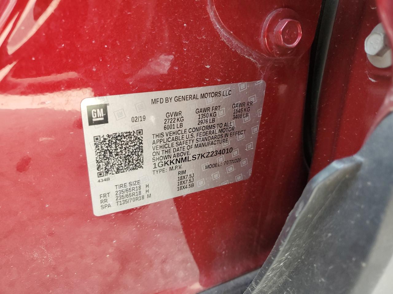 1gkknmls7kz234010 1GKKNMLS7KZ234010 2019 GMC Acadia Slt-1