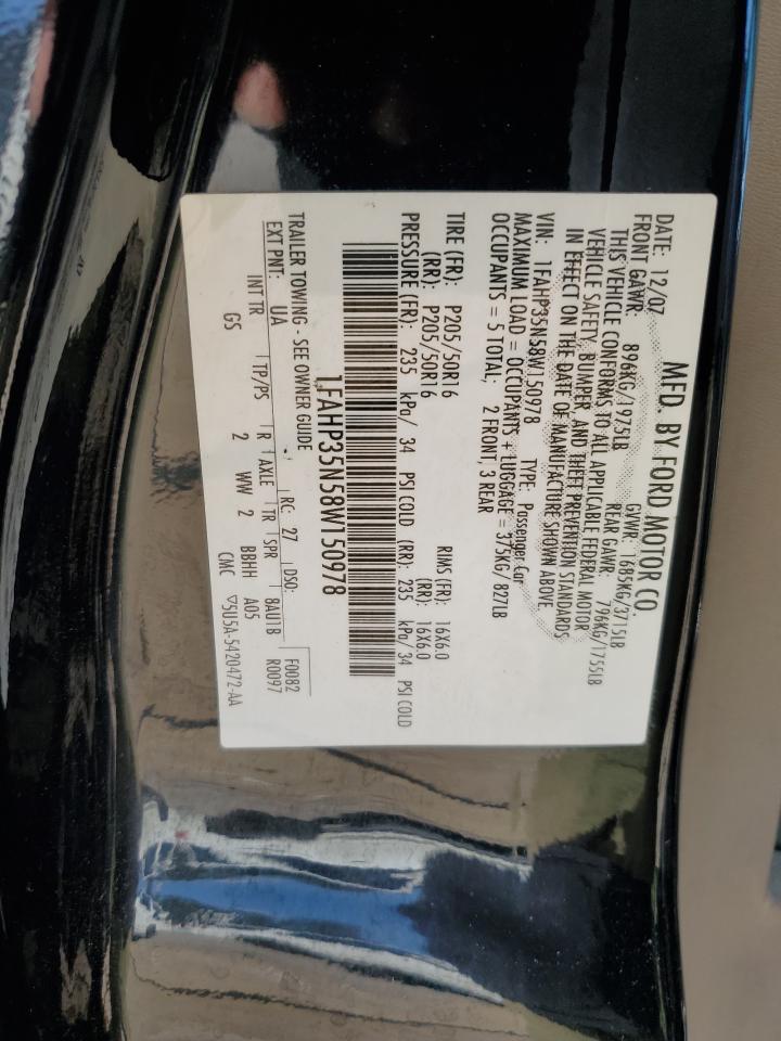 2008 Ford Focus Se VIN: 1FAHP35N58W150978 Lot: 65033225