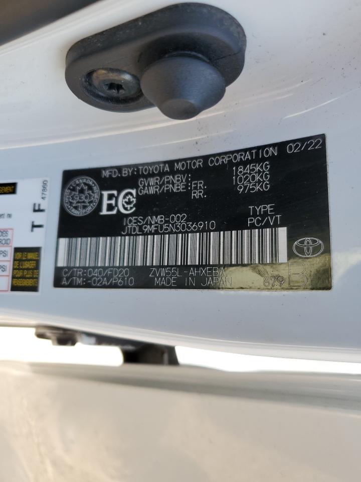 2022 Toyota Prius Le VIN: JTDL9MFU5N3036910 Lot: 64780915