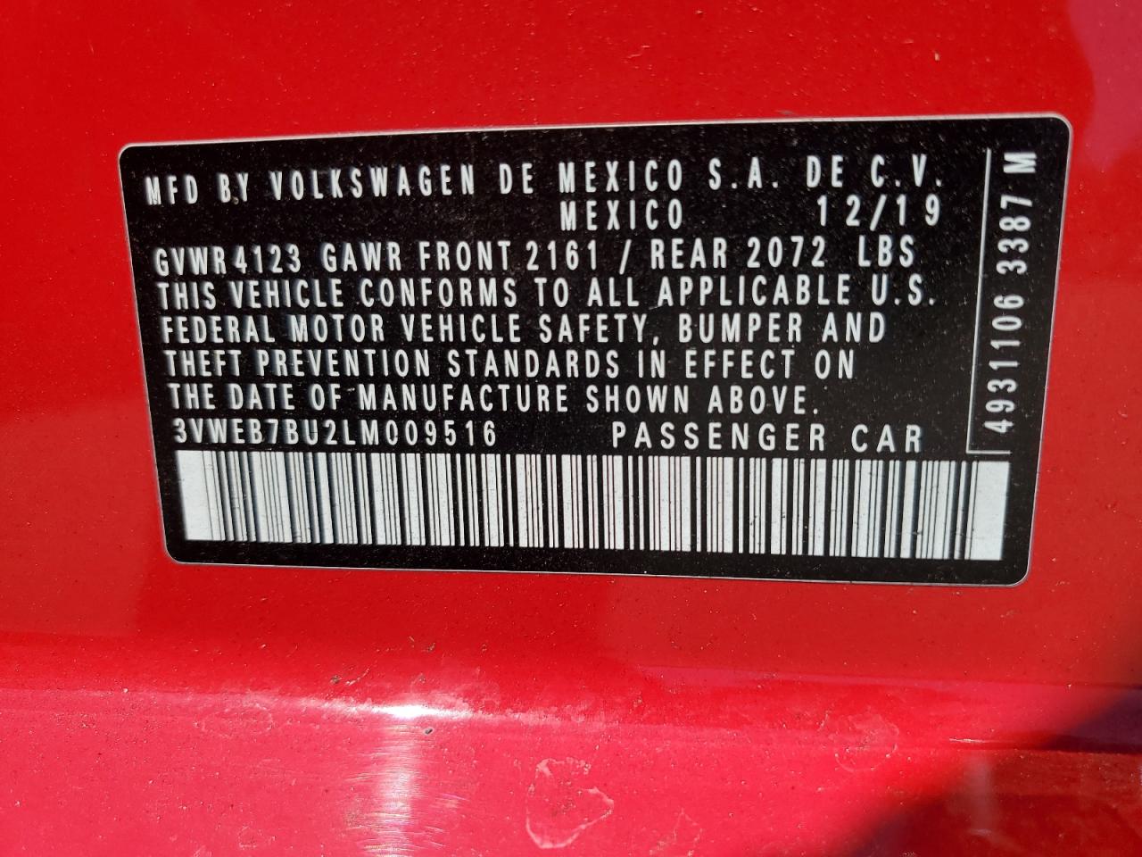 2020 Volkswagen Jetta Sel VIN: 3VWEB7BU2LM009516 Lot: 64672445