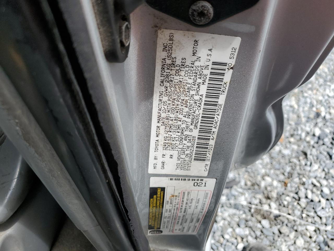 2006 Toyota Tacoma Prerunner Access Cab VIN: 5TETU62N56Z166228 Lot: 65294625