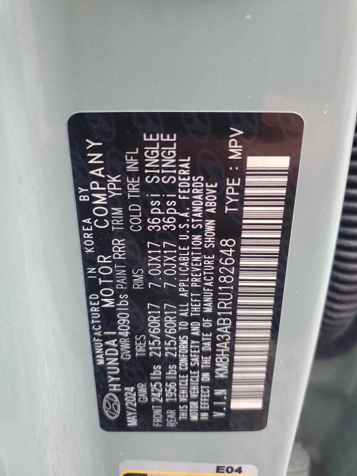 2024 Hyundai Kona Se VIN: KM8HA3AB1RU182648 Lot: 66005535