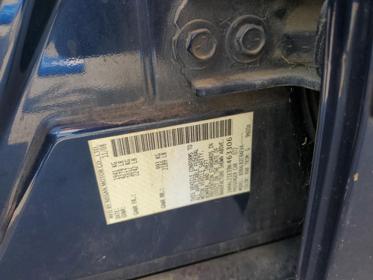 2009 Nissan Altima 2.5 VIN: 1N4AL21E39N463306 Lot: 64597235