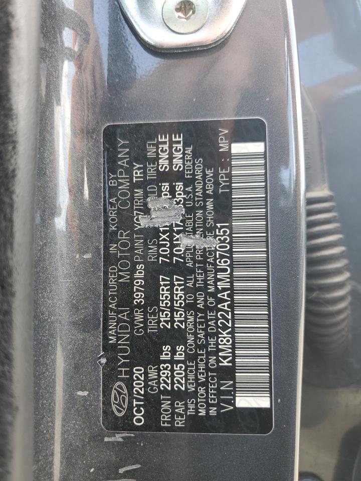 2021 Hyundai Kona Sel VIN: KM8K22AA1MU670351 Lot: 65957645