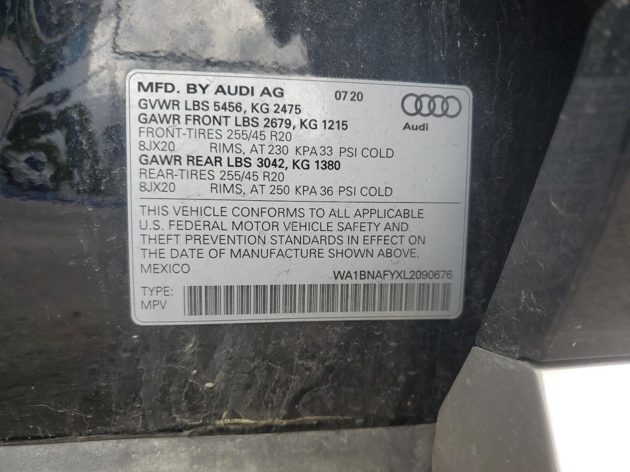 2020 Audi Q5 Premium Plus VIN: WA1BNAFYXL2090676 Lot: 65162005