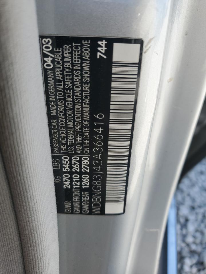 2003 Mercedes-Benz S 430 4Matic VIN: WDBNG83J43A366416 Lot: 64114115