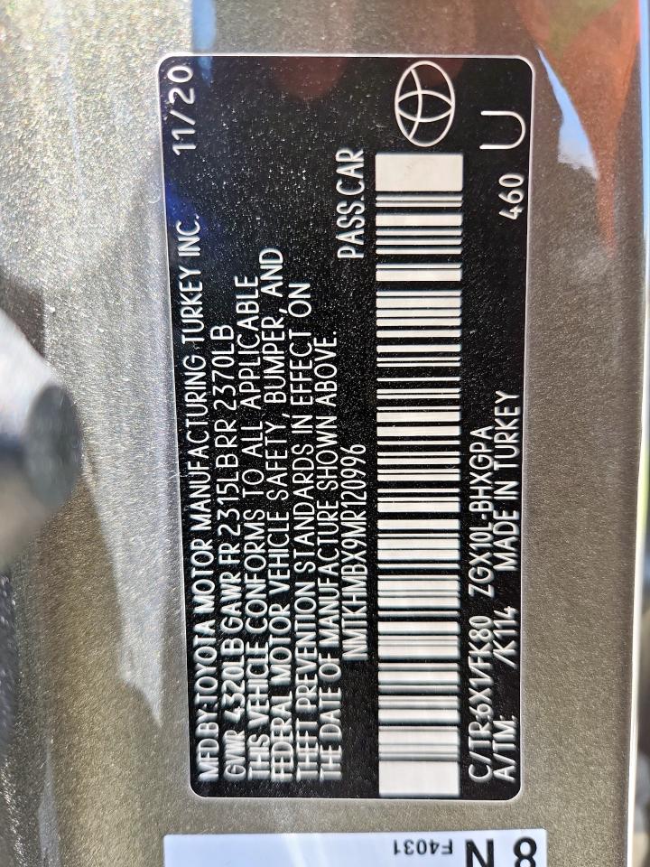 2021 Toyota C-Hr Xle VIN: NMTKHMBX9MR120996 Lot: 62787785