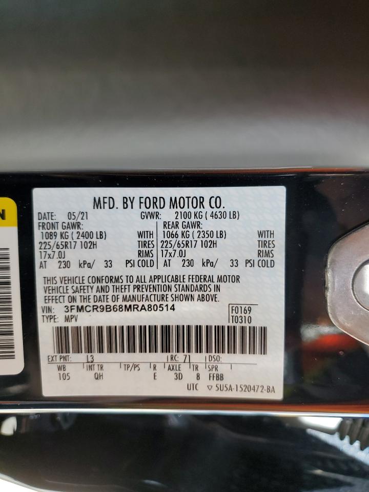 2021 Ford Bronco Sport Big Bend VIN: 3FMCR9B68MRA80514 Lot: 64455275