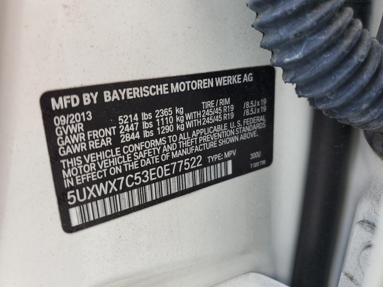 2014 BMW X3 xDrive35I VIN: 5UXWX7C53E0E77522 Lot: 64519495