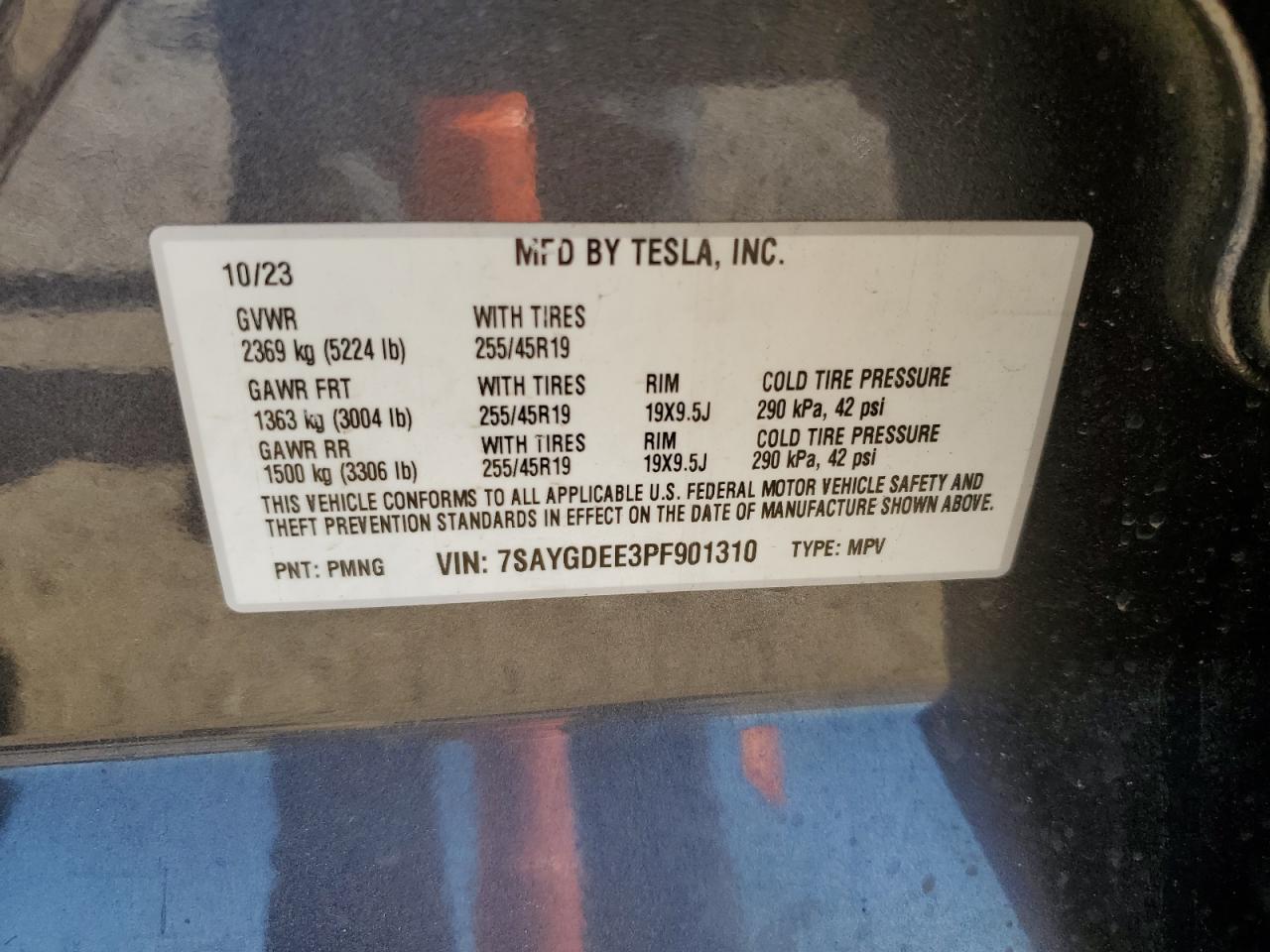 2023 Tesla Model Y VIN: 7SAYGDEE3PF901310 Lot: 64863095