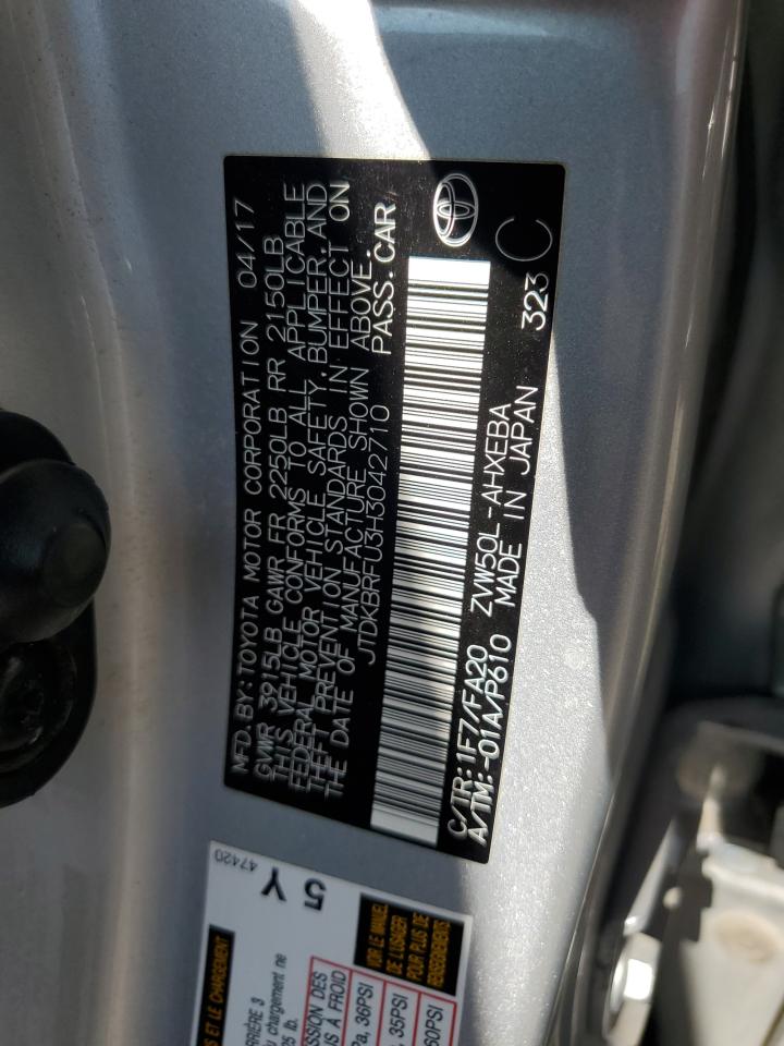 2017 Toyota Prius VIN: JTDKBRFU3H3042710 Lot: 63528175