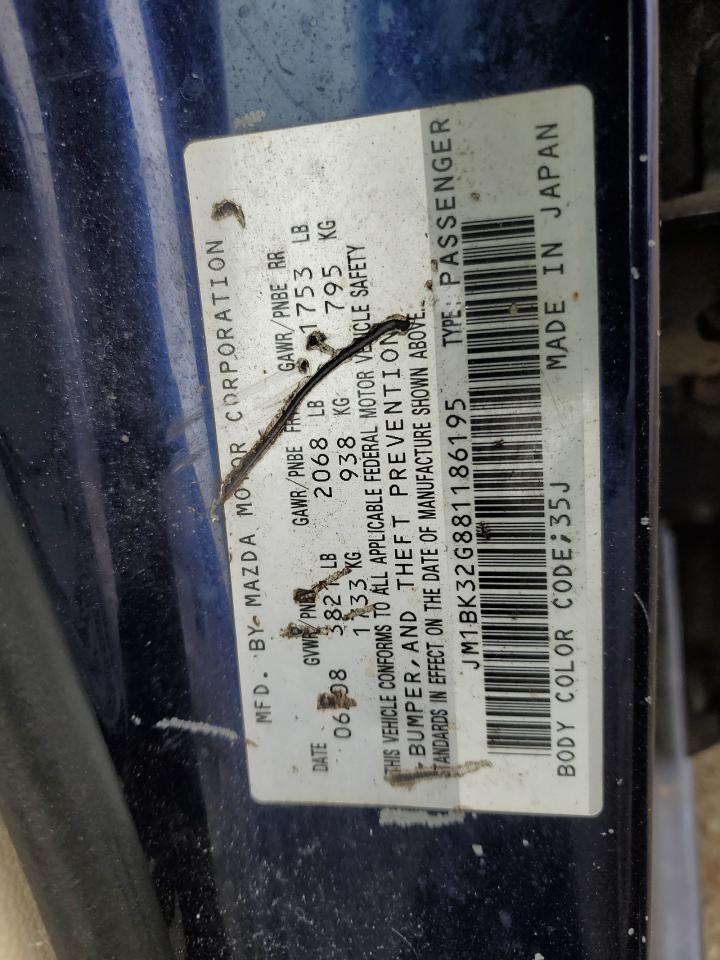 2008 Mazda 3 I VIN: JM1BK32G881186195 Lot: 64631835