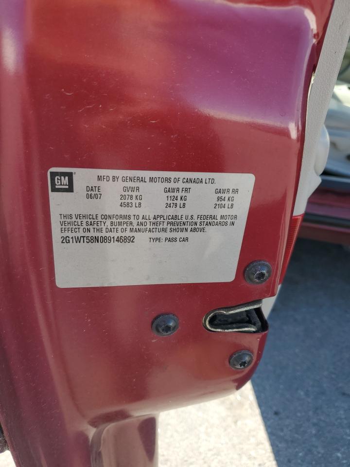 2008 Chevrolet Impala Lt VIN: 2G1WT58N089146892 Lot: 64830205