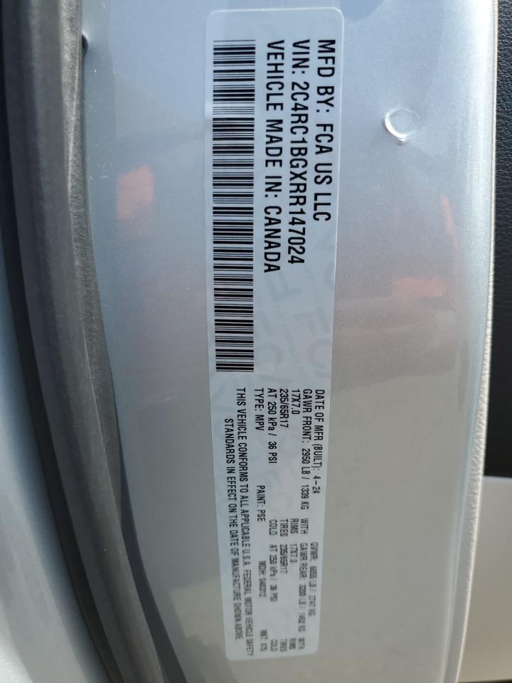 2024 Chrysler Pacifica Touring L VIN: 2C4RC1BGXRR147024 Lot: 64748565