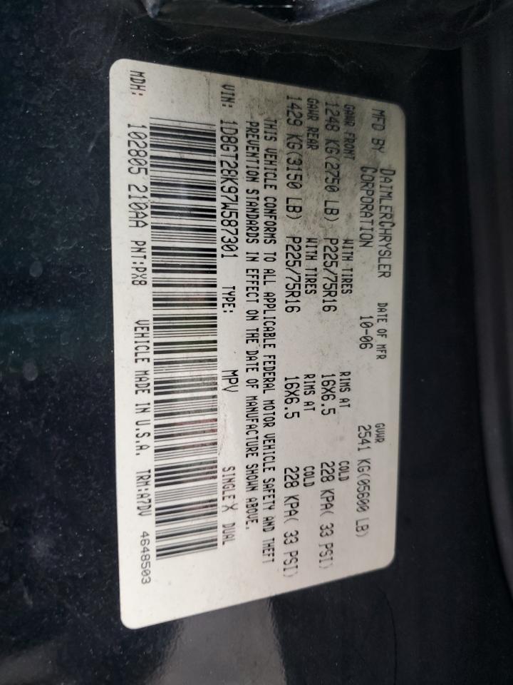 2007 Dodge Nitro Sxt VIN: 1D8GT28K97W587301 Lot: 64649745