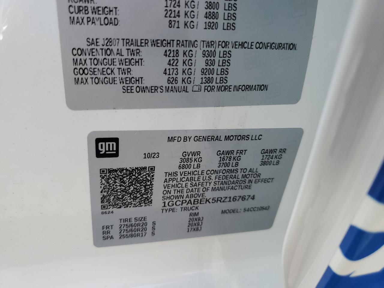 2024 Chevrolet Silverado C1500 Custom VIN: 1GCPABEK5RZ167674 Lot: 65393665