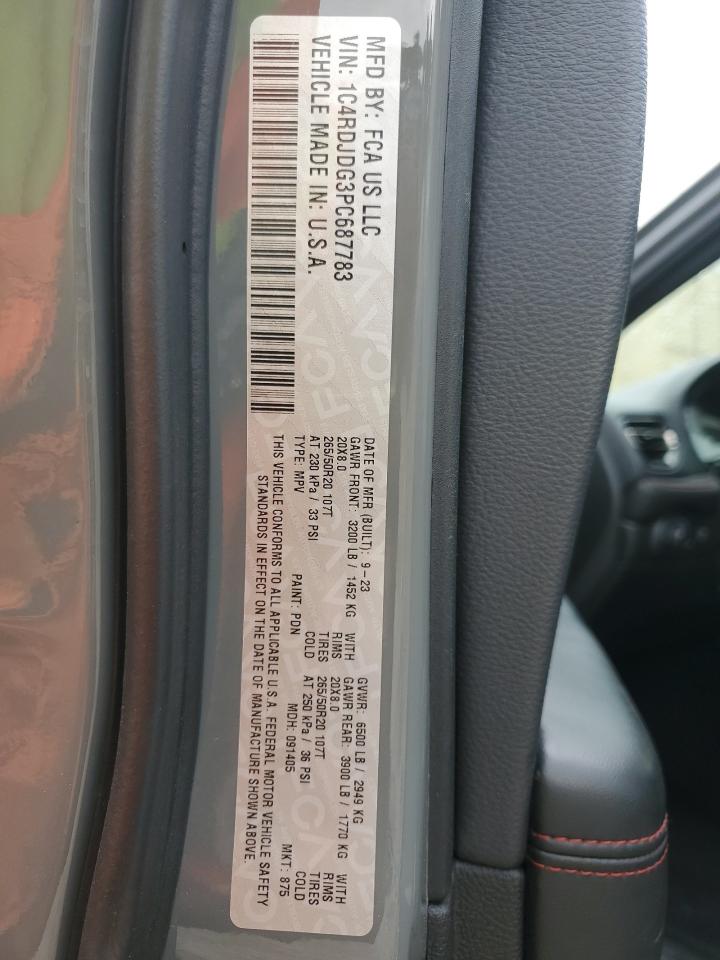 2023 Dodge Durango Gt VIN: 1C4RDJDG3PC687783 Lot: 64574825