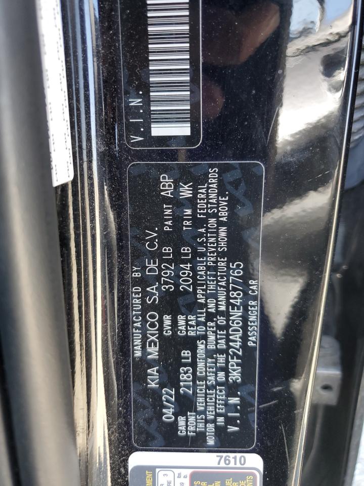 3KPF24AD6NE487765 2022 Kia Forte Fe