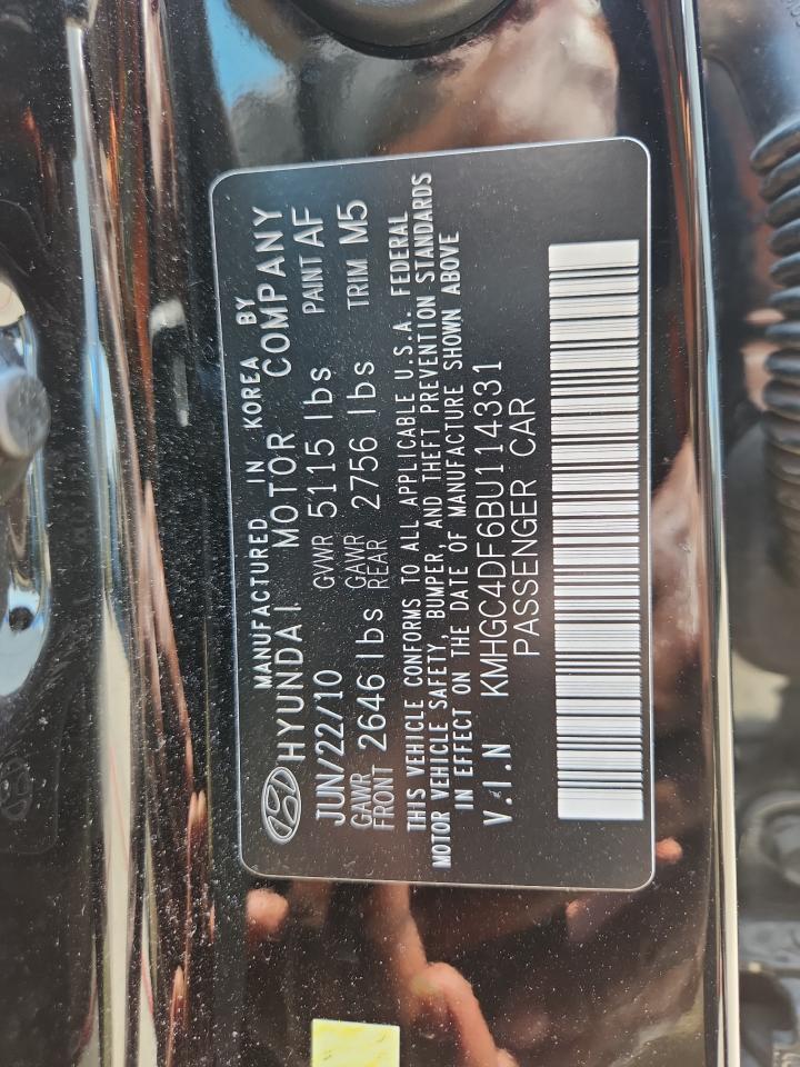 2011 Hyundai Genesis 4.6L VIN: KMHGC4DF6BU114331 Lot: 63455665