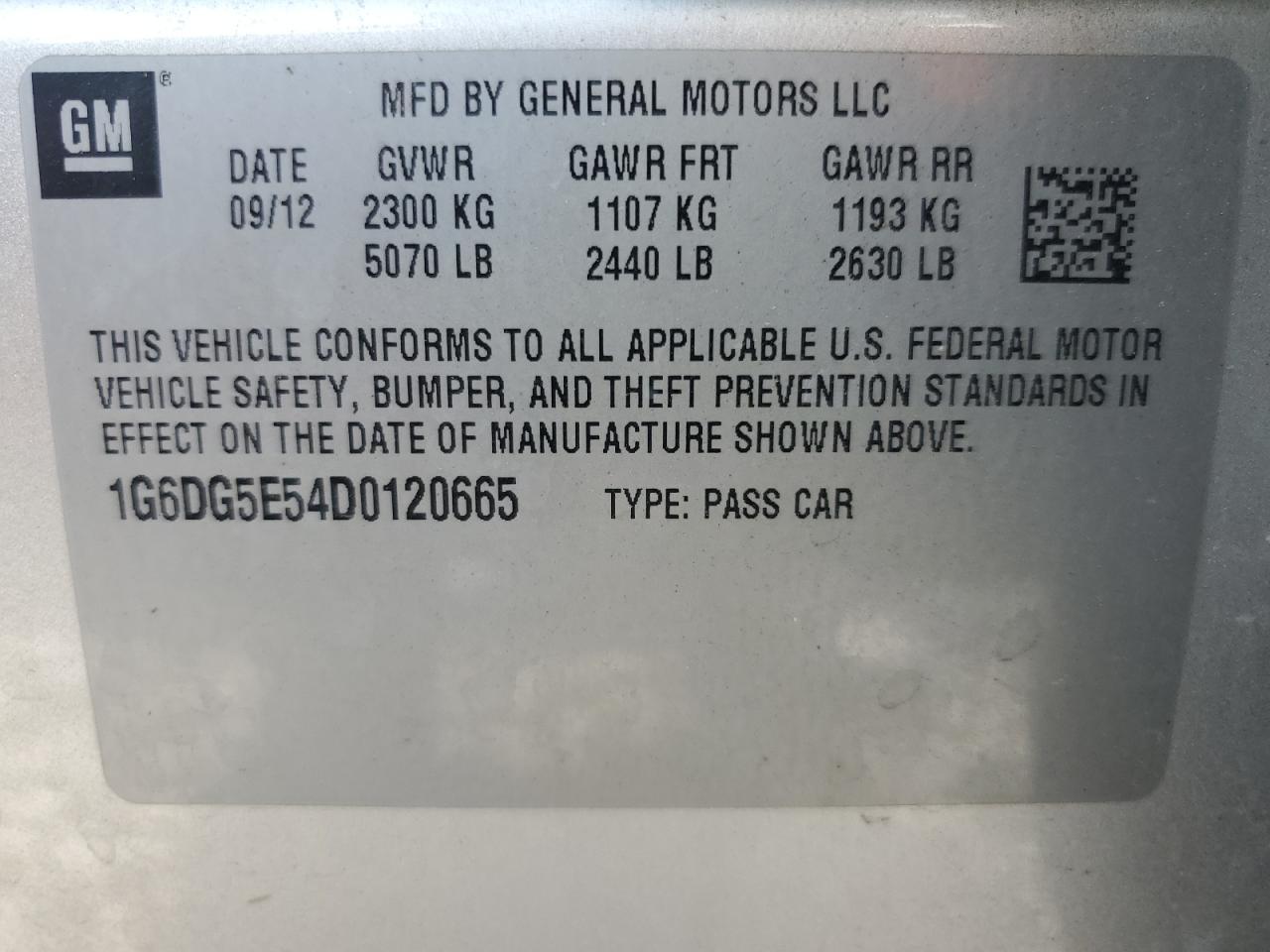 2013 Cadillac Cts Luxury Collection VIN: 1G6DG5E54D0120665 Lot: 63670445