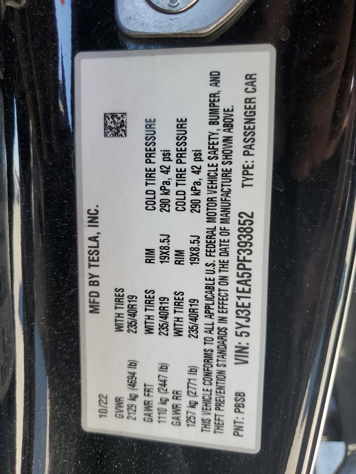 2023 Tesla Model 3 VIN: 5YJ3E1EA5PF393852 Lot: 62462815