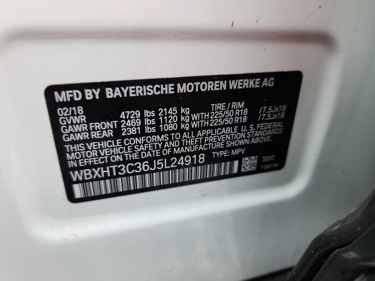 2018 BMW X1 xDrive28I VIN: WBXHT3C36J5L24918 Lot: 62171365