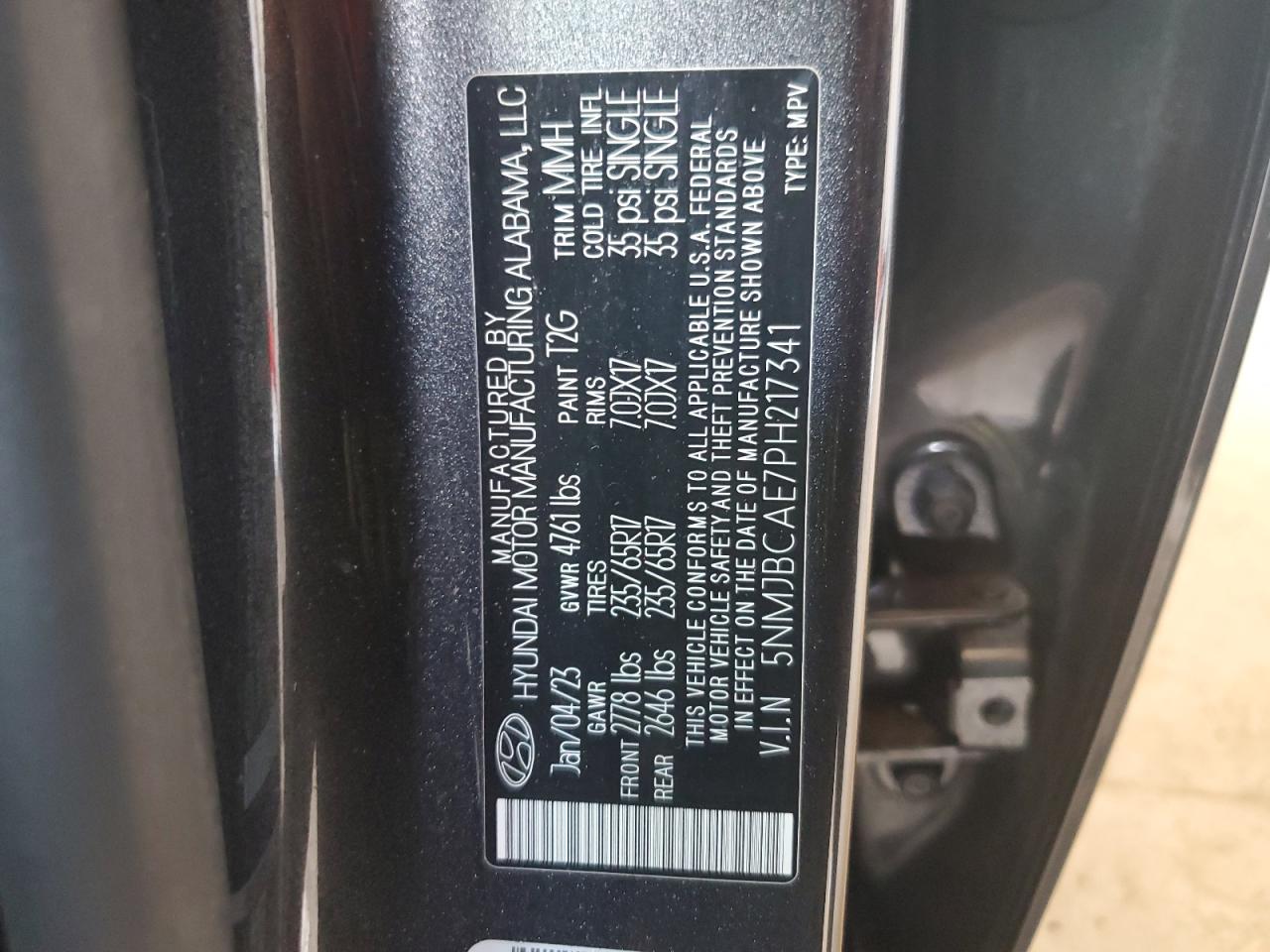 2023 Hyundai Tucson Sel VIN: 5NMJBCAE7PH217341 Lot: 65925305