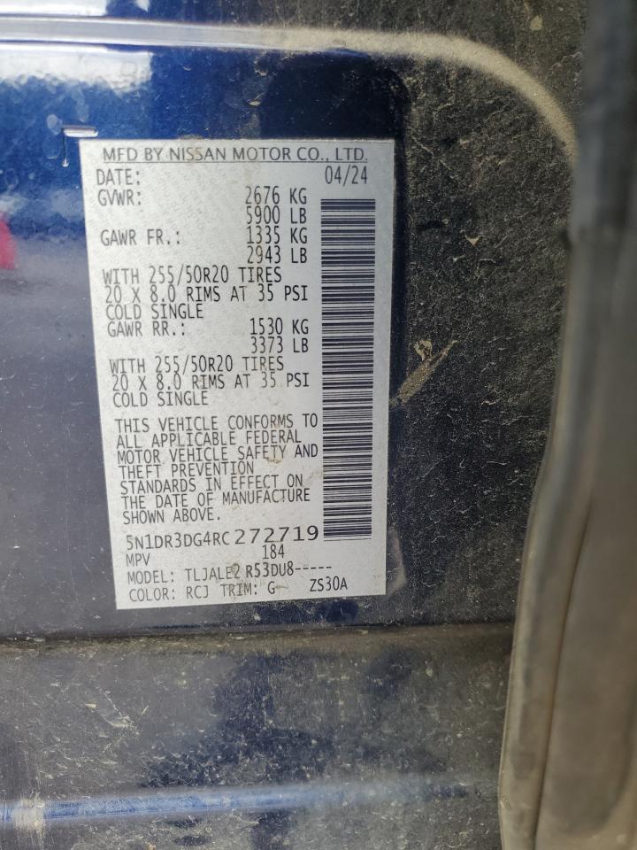 2024 Nissan Pathfinder Platinum VIN: 5N1DR3DG4RC272719 Lot: 63039885
