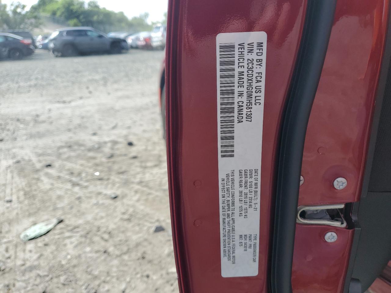 2021 Dodge Charger Gt VIN: 2C3CDXHG0MH581307 Lot: 63978725