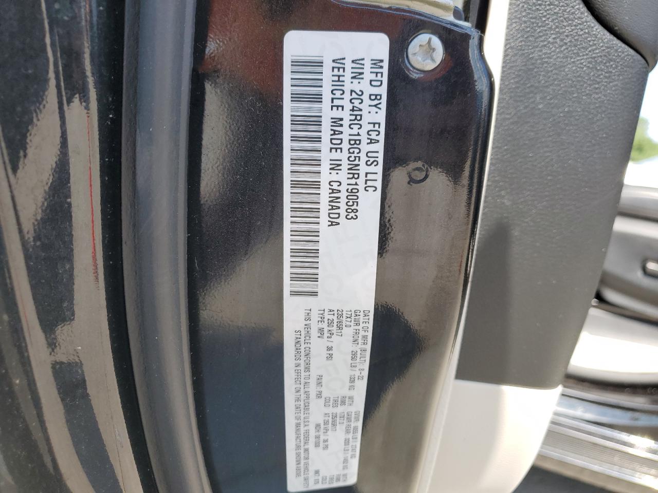 2022 Chrysler Pacifica Touring L VIN: 2C4RC1BG5NR190583 Lot: 63672185