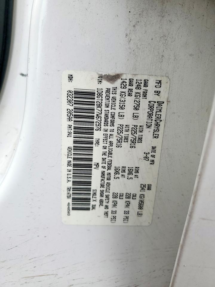 2007 Dodge Nitro Sxt VIN: 1D8GT28K77W672976 Lot: 63496245