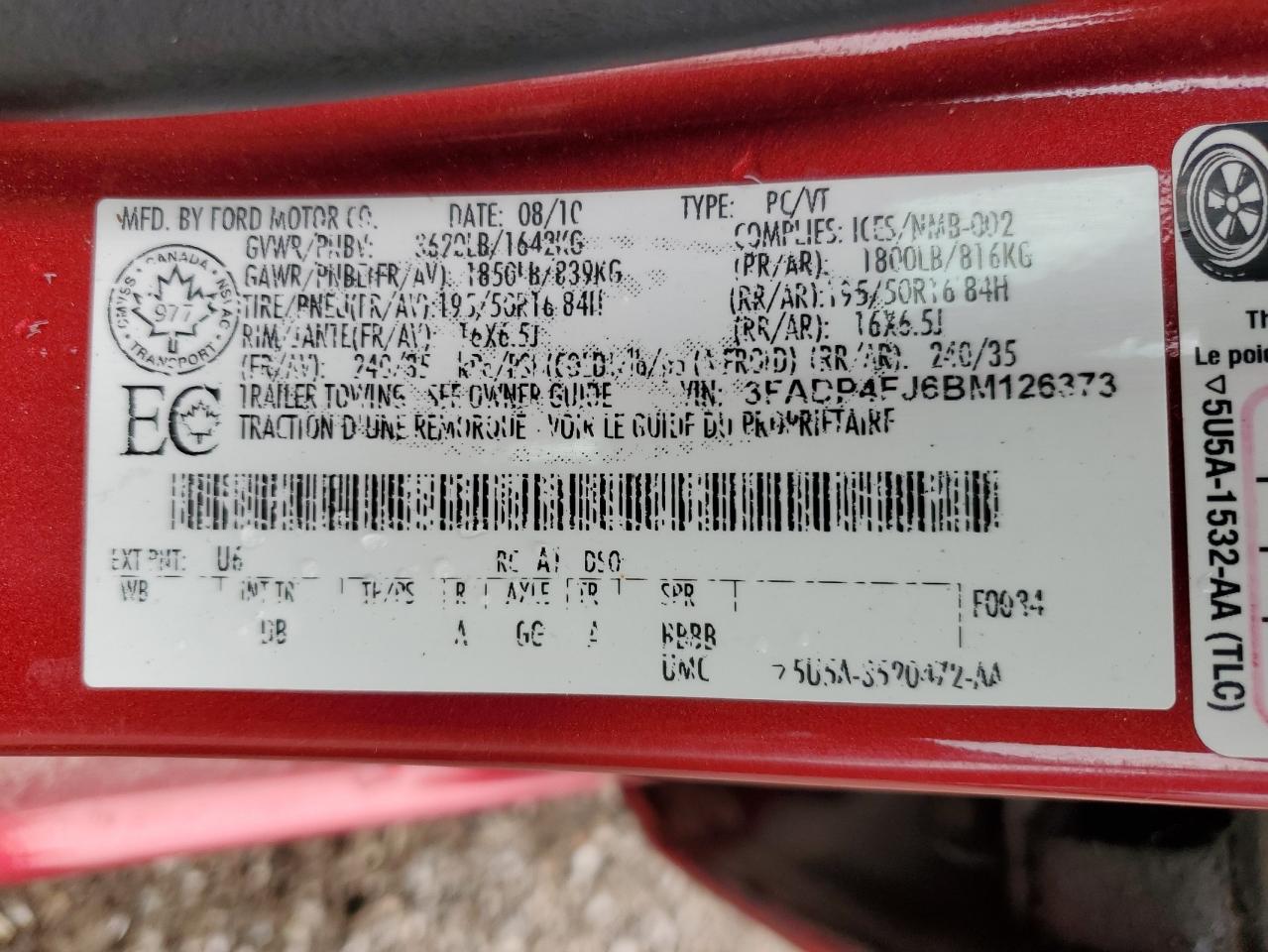 3FADP4FJ6BM126373 2011 Ford Fiesta Ses