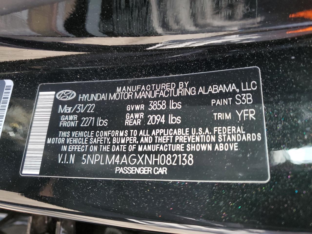 2022 Hyundai Elantra Sel VIN: 5NPLM4AGXNH082138 Lot: 63762425