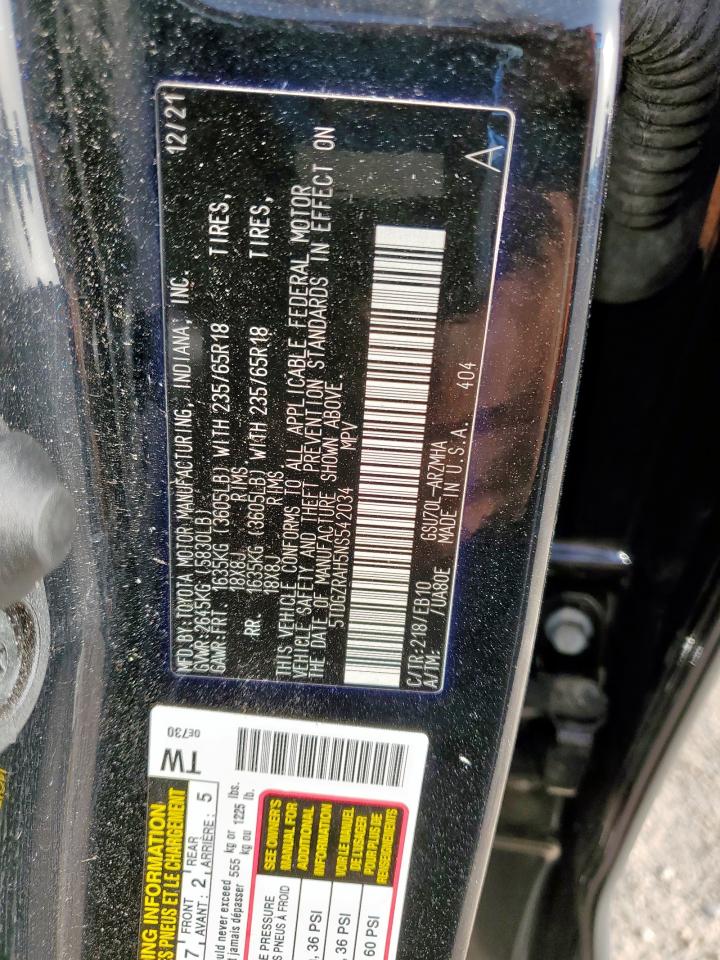 2022 Toyota Highlander Xle VIN: 5TDGZRAH5NS542034 Lot: 62713205