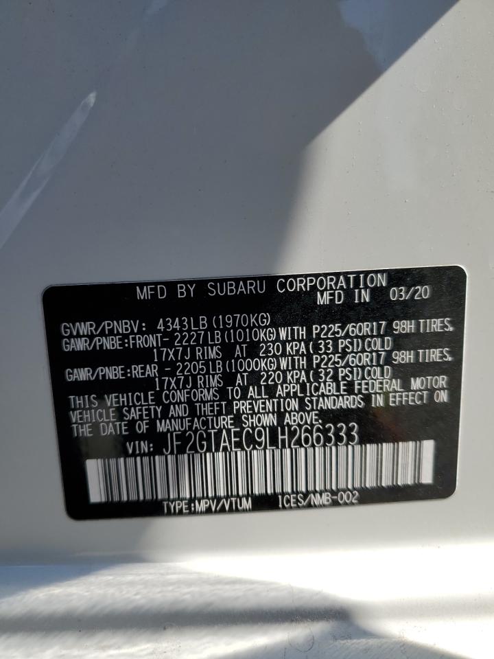 2020 Subaru Crosstrek Premium VIN: JF2GTAEC9LH266333 Lot: 63500045