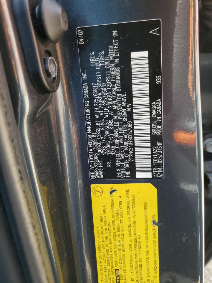 2008 Lexus Rx 350 VIN: 2T2HK31U48C057069 Lot: 64937835