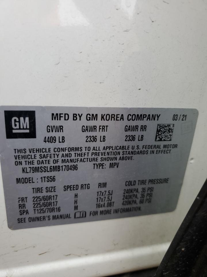 2021 Chevrolet Trailblazer Activ VIN: KL79MSSL6MB170496 Lot: 63596515