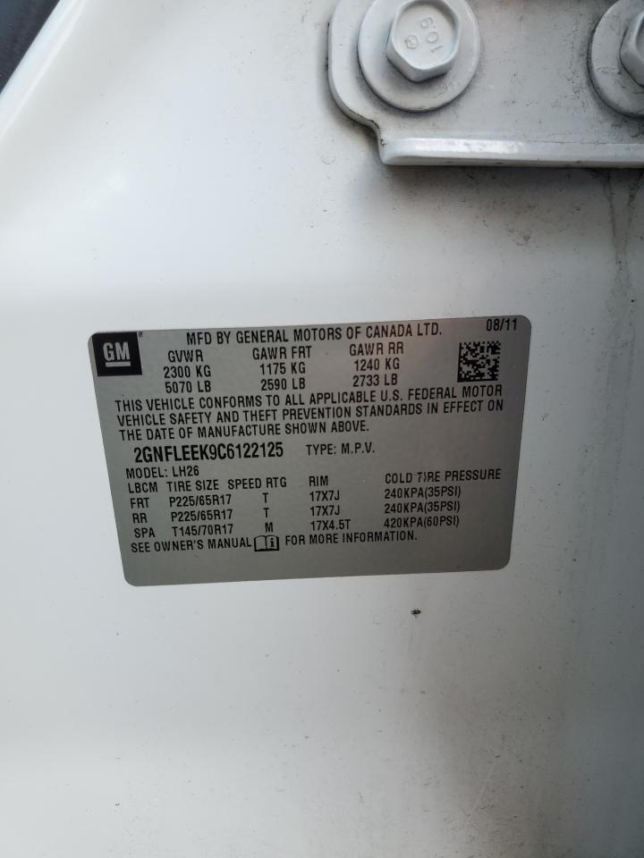2012 Chevrolet Equinox Lt VIN: 2GNFLEEK9C6122125 Lot: 65193255