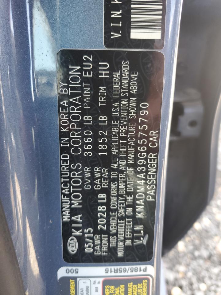 2016 Kia Rio Lx VIN: KNADM4A39G6575790 Lot: 63872915