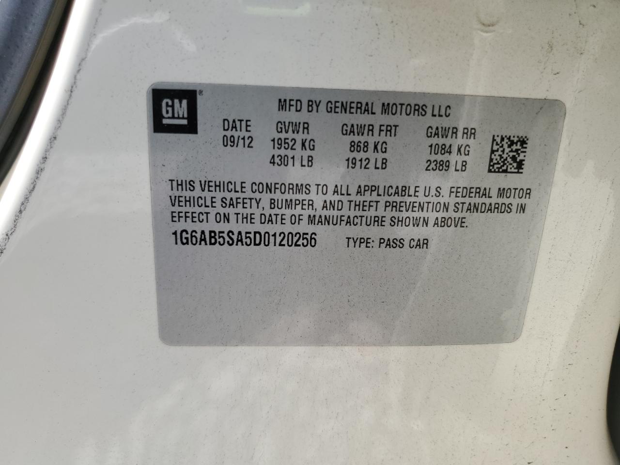 2013 Cadillac Ats Luxury VIN: 1G6AB5SA5D0120256 Lot: 64144625