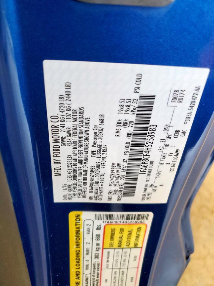 2017 Ford Mustang Gt VIN: 1FA6P8CF4H5258983 Lot: 64885645