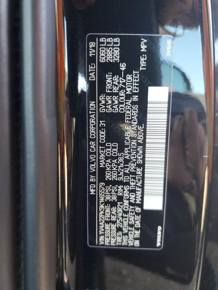 2019 Volvo Xc90 T6 Momentum VIN: YV4A22PK9K1465579 Lot: 62652585